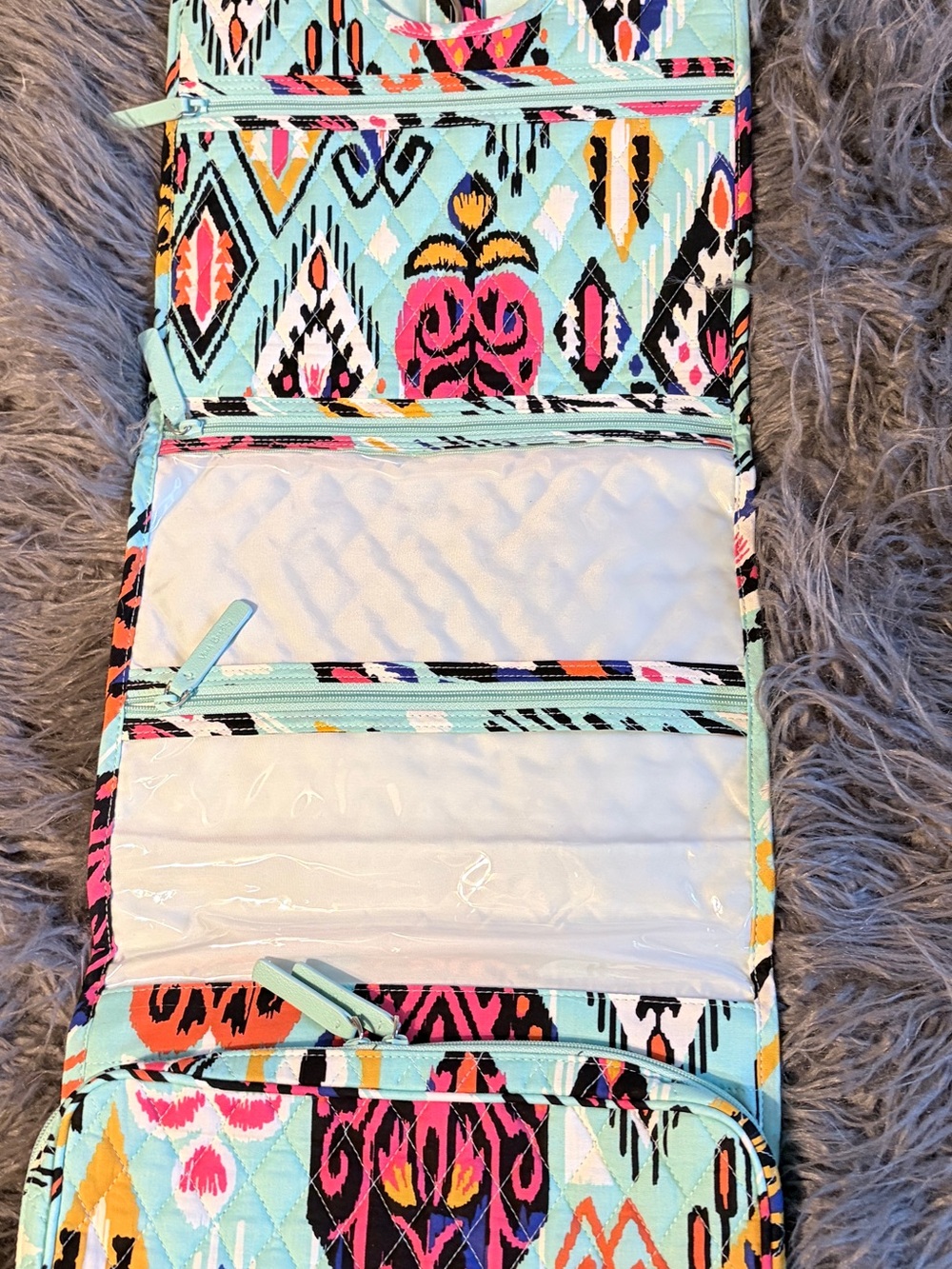 Vera Bradley Pueblo Print Quilted Patterned Hanging Organizer - Aqua Multicolor - Picture 2 of 7